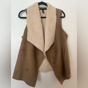 Lauren Ralph Lauren Women’s Faux Suede Shearling Open Draped Vest